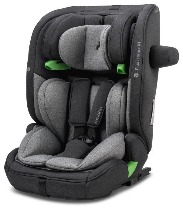 Osann Flux Isofix eXT i-Size Booster Seat - Secure Full Harness Up to 6 Years & 23 kg with NEW Sensor for Easy Installation - Universe Grey