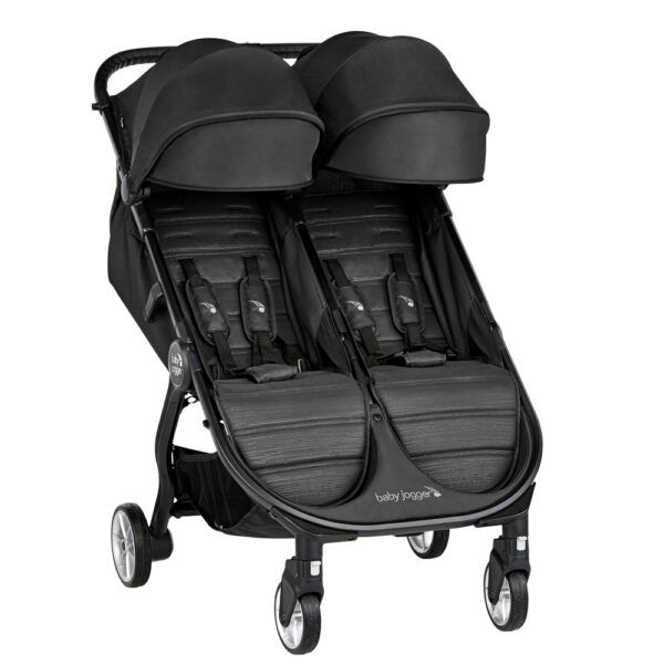Baby Jogger City Tour 2 Double Pushchair, Lightweight, Foldable & Compact Double Buggy - Pitch Black