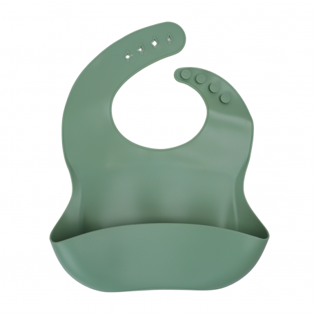 Silicone Baby Bib with Adjustable Neck & Food Catcher Pocket - Cactus Green