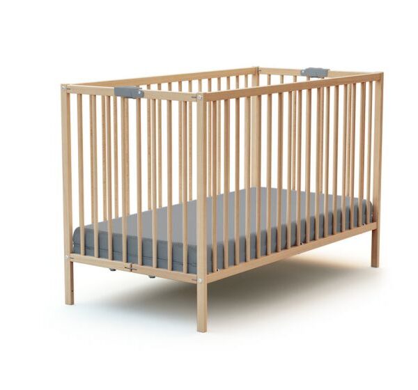 AT4 Wooden Folding Cot with FREE cot mattress - Natural