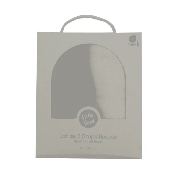 Little Band 2-Pack Baby Cotbed Fitted Sheets – 140 x 70 cm – Beige & Storm Blue – 100% Cotton