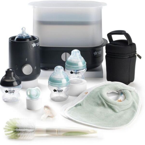 Tommee Tippee Complete Feeding Kit including steriliser, bottles, bottle warmer, soothers, bottle brushes & more