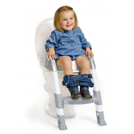 Kiddyloo Toilet Trainer with Step – Adjustable & Foldable Seat – Grey